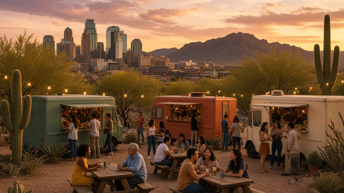 Street Eats illustration of food trucks in Phoenix, Arizona