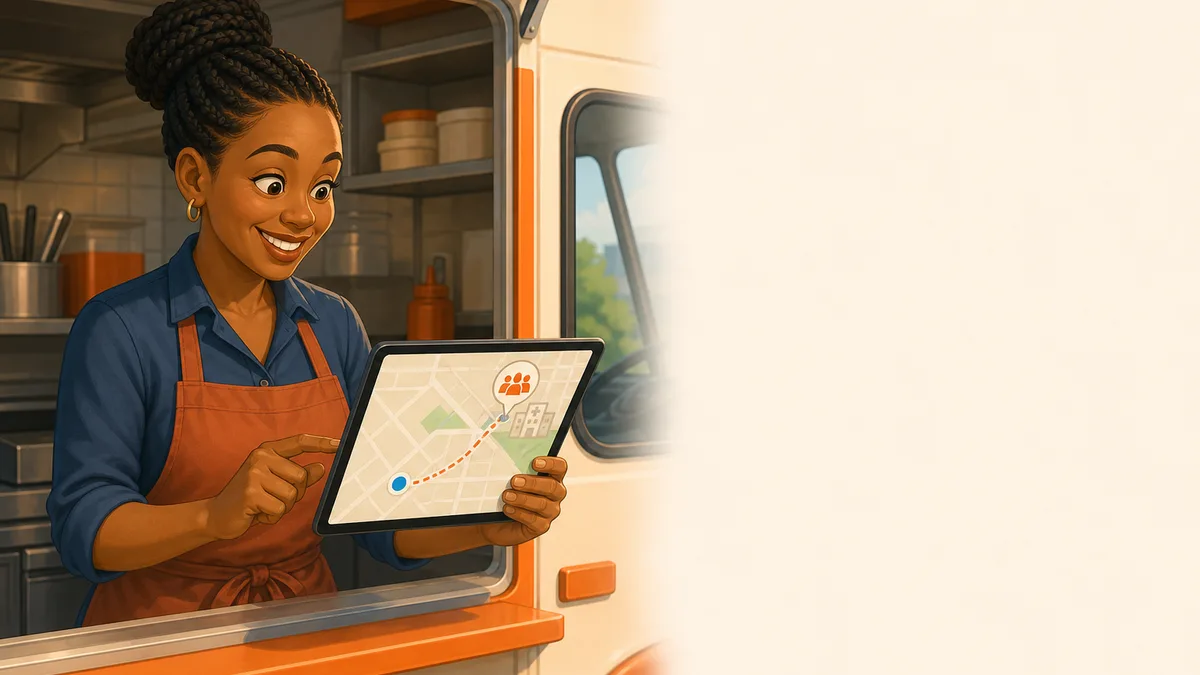 Food-truck owner Nia views the separate hospital Hot Spot from her parked truck.