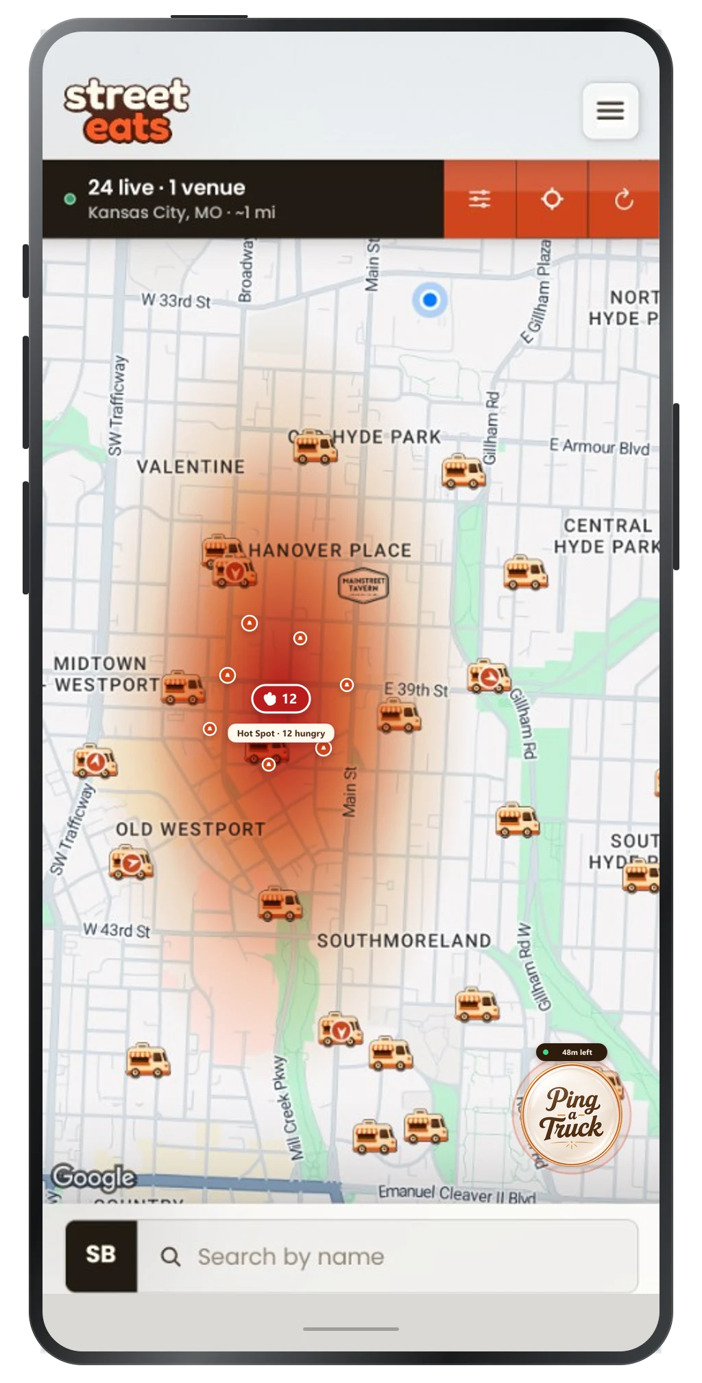 Concept preview of a planned Street Eats Hot Spot on the Kansas City map.